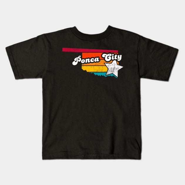 Ponca City Oklahoma Vintage Distressed Souvenir Kids T-Shirt by NickDezArts
